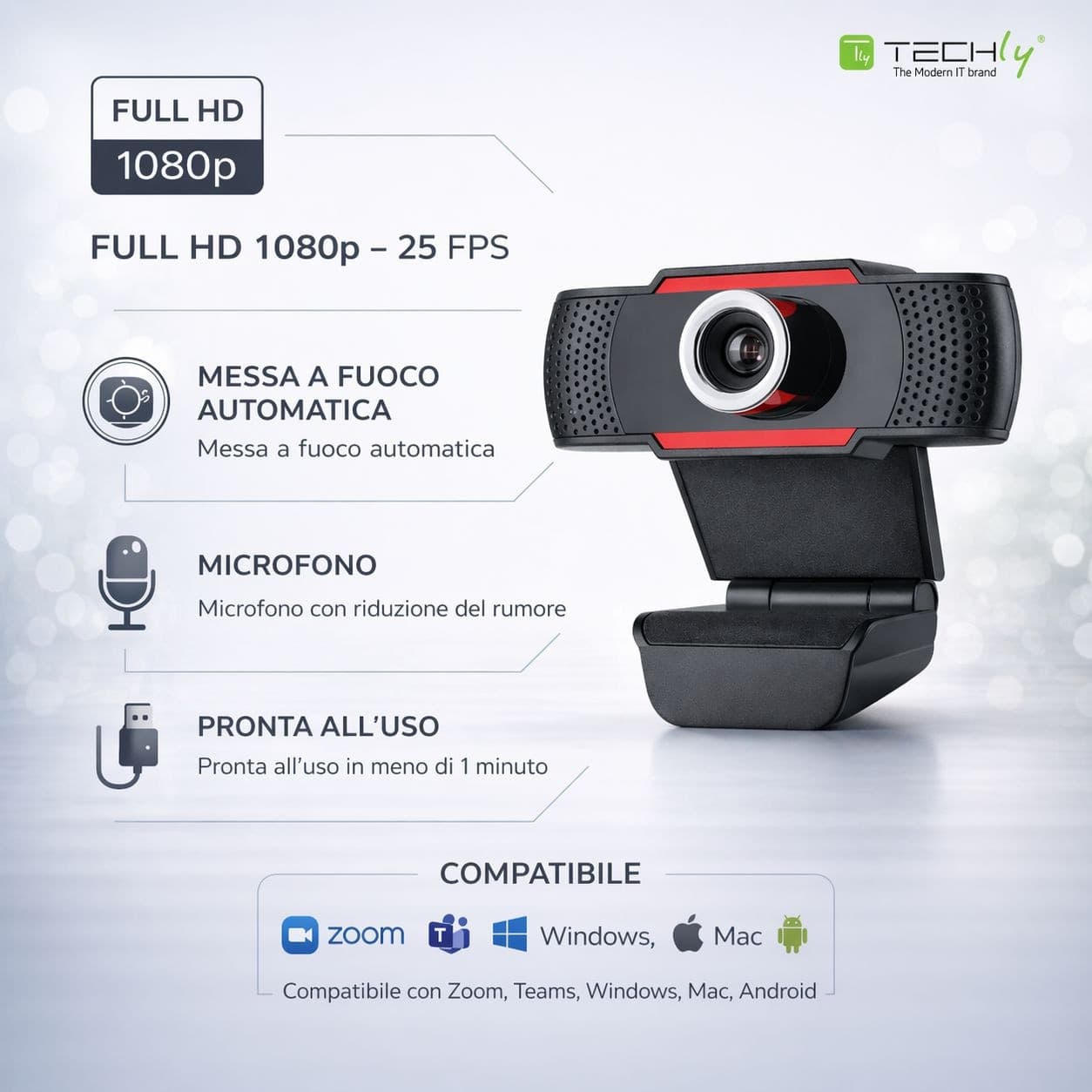 Webcam USB full HD 1080p con Riduzione del Rumore e Auto Focus - 14