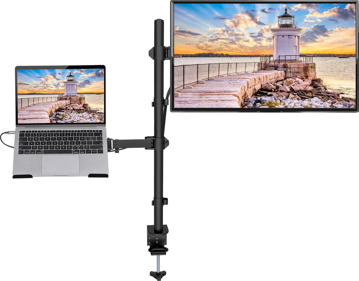 Supporto da Scrivania Braccio per Monitor 13-32'' e Mensola per Laptop - 7