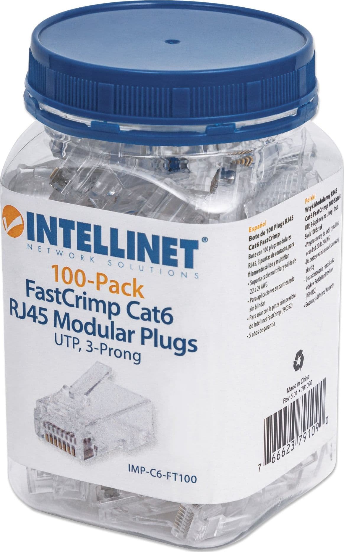 Confezione 100 Plug Modulari RJ45 Passante Cat6 FastCrimp UTP - 11