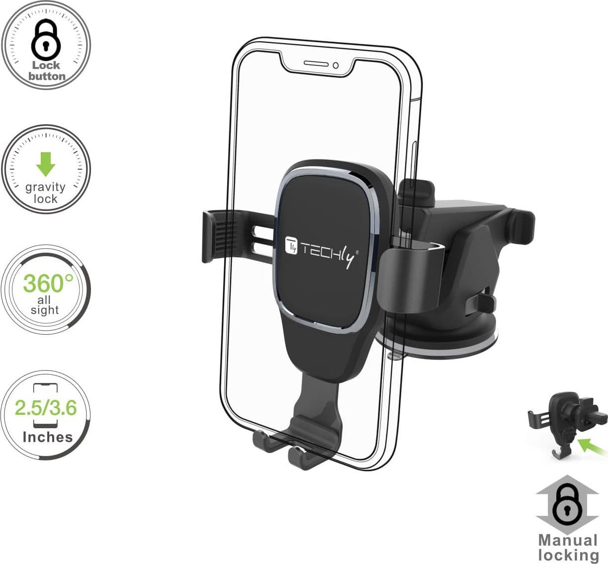 Supporto Universale da Auto per Smartphone con Sistema a Gravit&agrave - 12