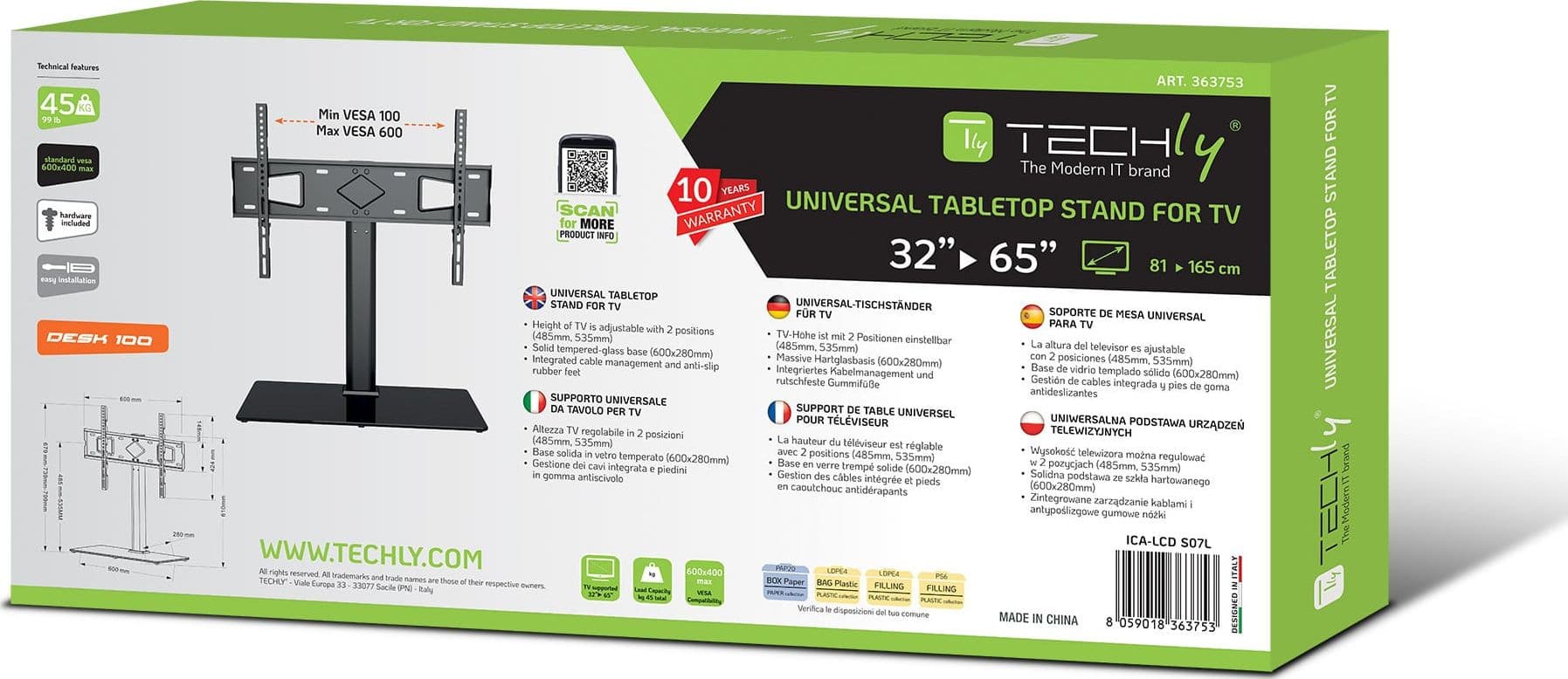 Supporto Universale da Tavolo per TV da 32'' a 65'' - 15