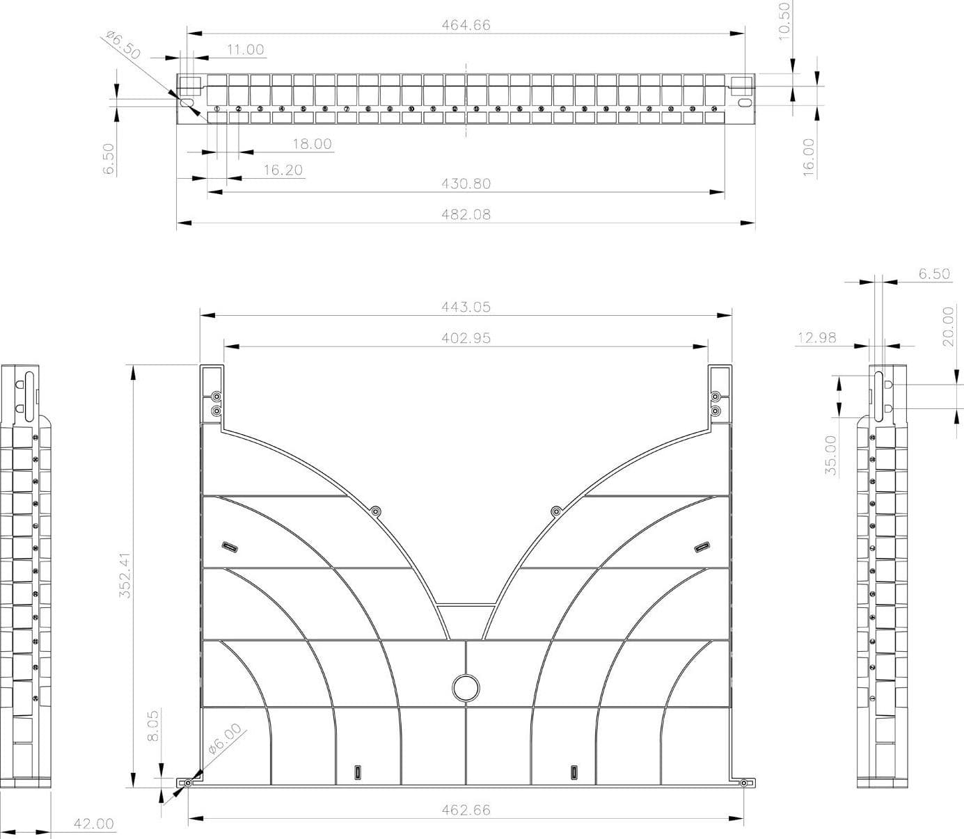 Mensola Gestione Cavi su Rack 19'' 24 Porte P.1000 mm - 12