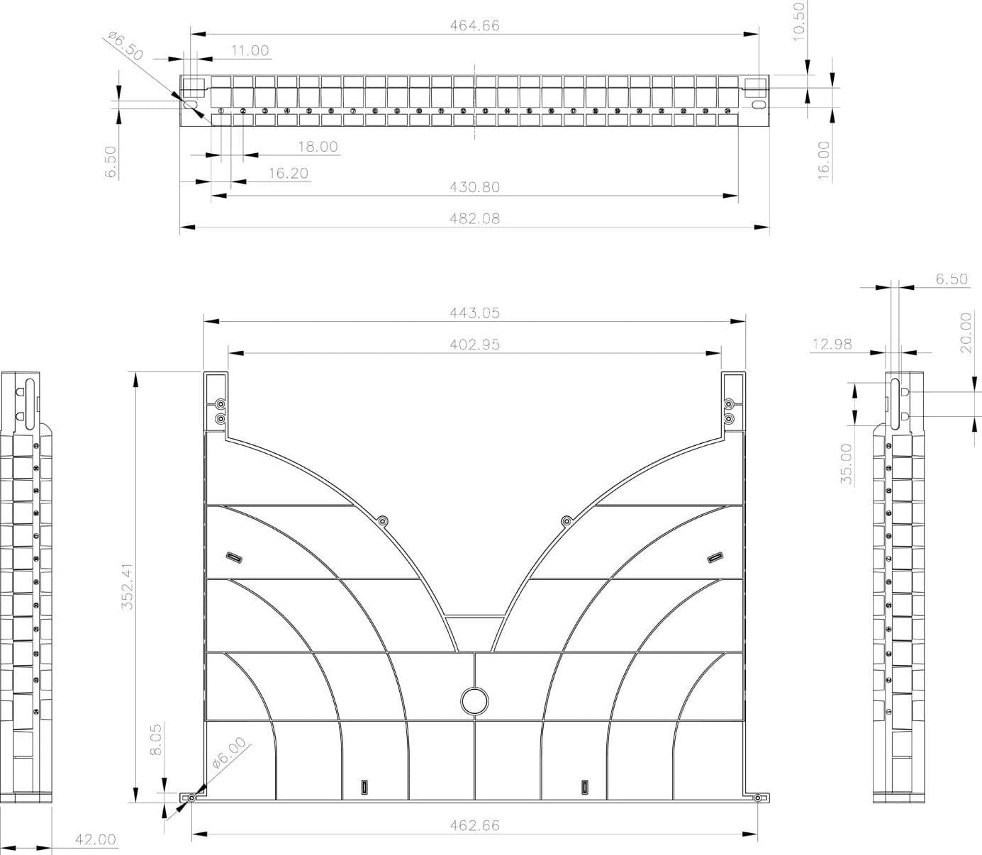 Mensola Gestione Cavi su Rack 19'' 24 Porte P.1000 mm - 14