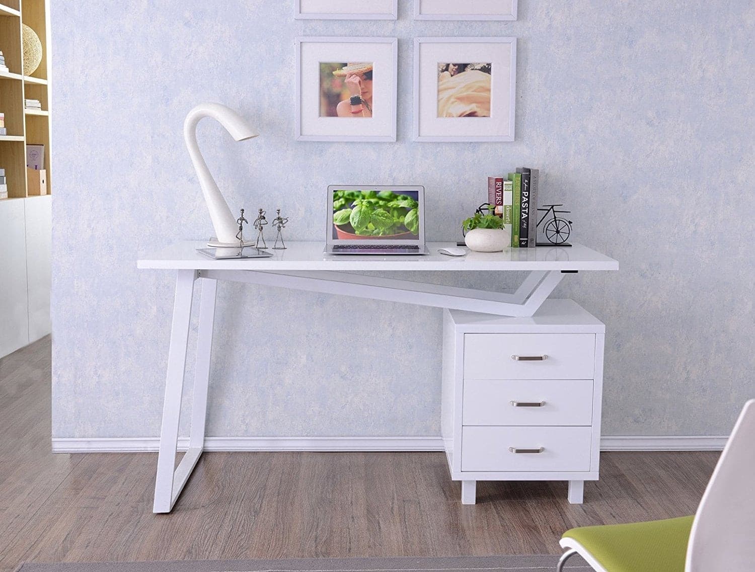 Scrivania per Computer con Tre Cassetti Bianco opaco effetto legno - 14