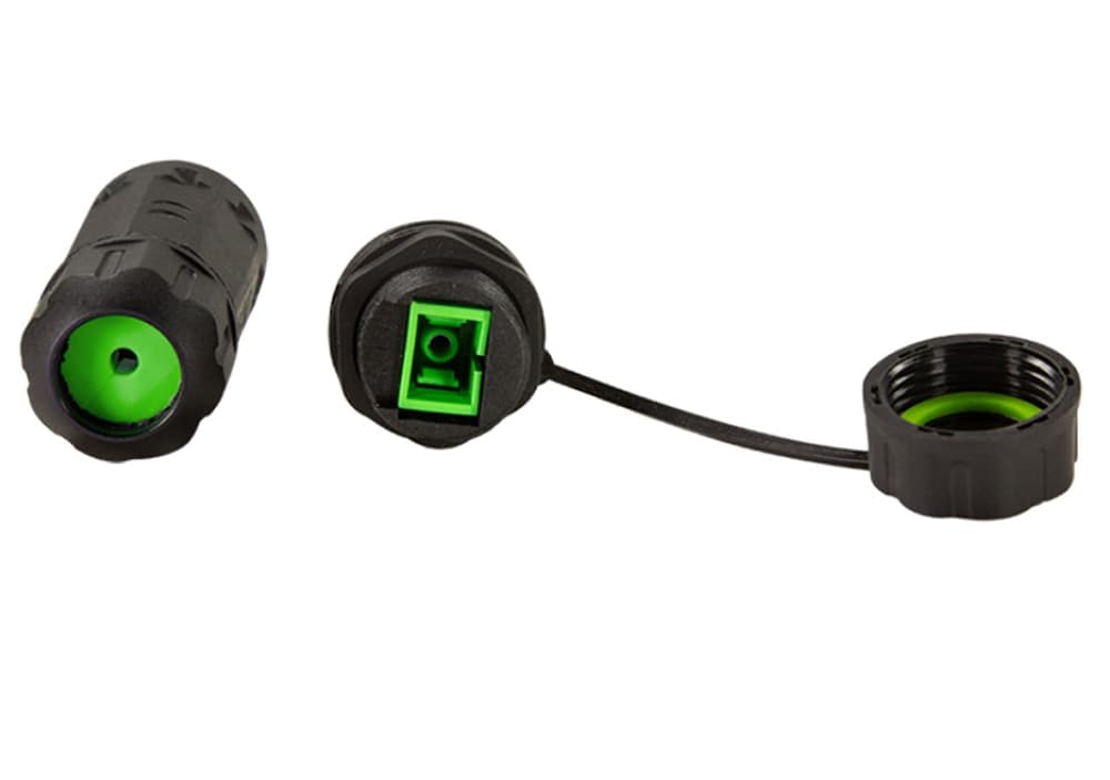 Connettore Fibra Ottica SC Simplex Impermeabile IP68 con Pressacavo e Cappuccio Antipolvere - 10