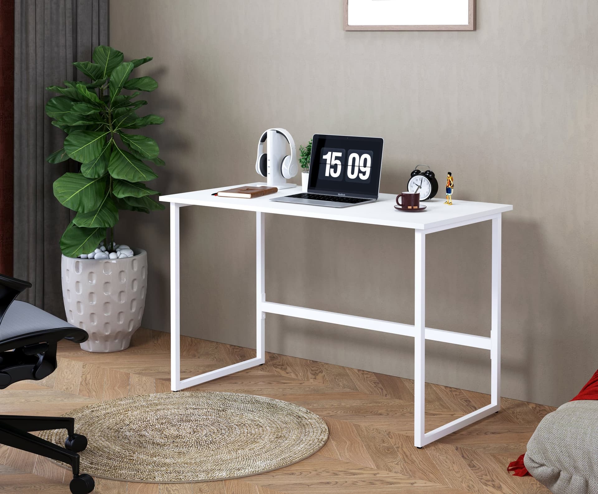 Scrivania per Computer dal Design Moderno per Casa e Ufficio Bianco - 17