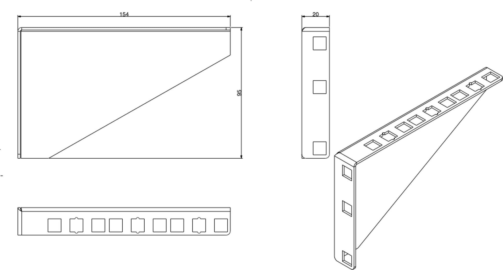 Staffa 3U per installazione verticali apparecchiature rack 19'' - 7