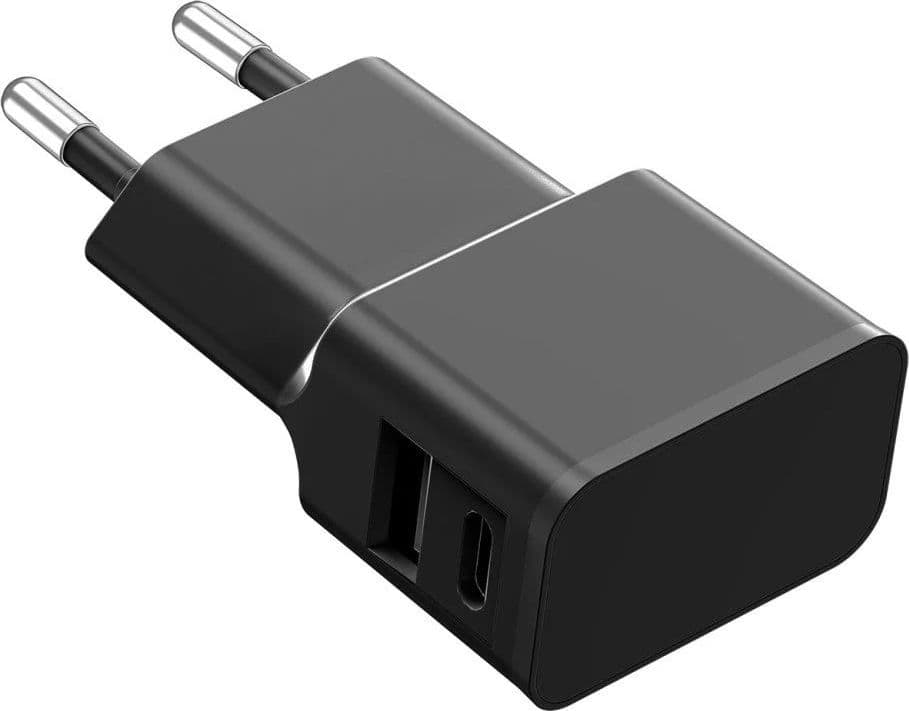 Caricatore Alimentatore USB-C&trade e USB-A da Muro per Smartphone e Tablet Nero - 4