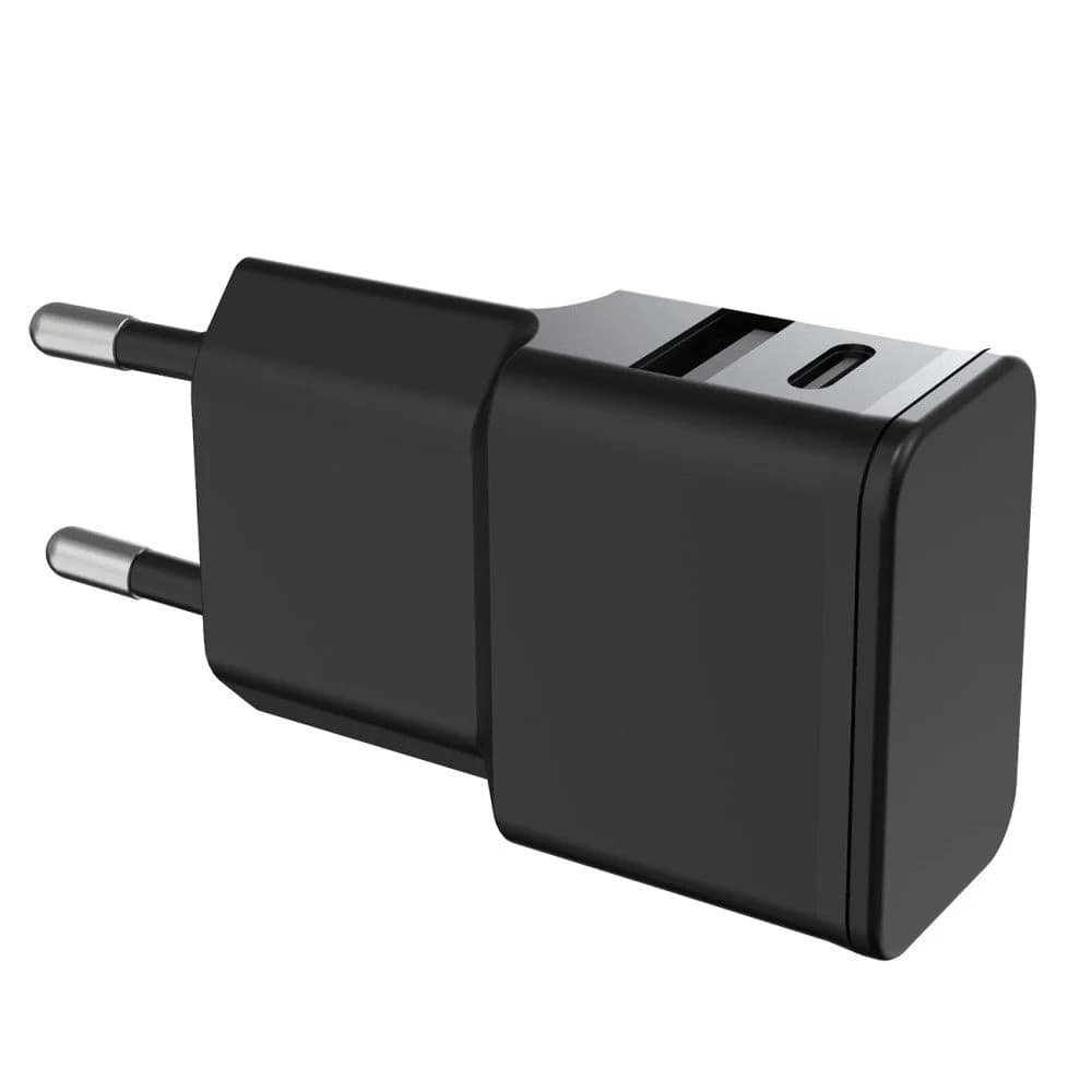 Caricatore Alimentatore USB-C&trade e USB-A da Muro per Smartphone e Tablet Nero - 7