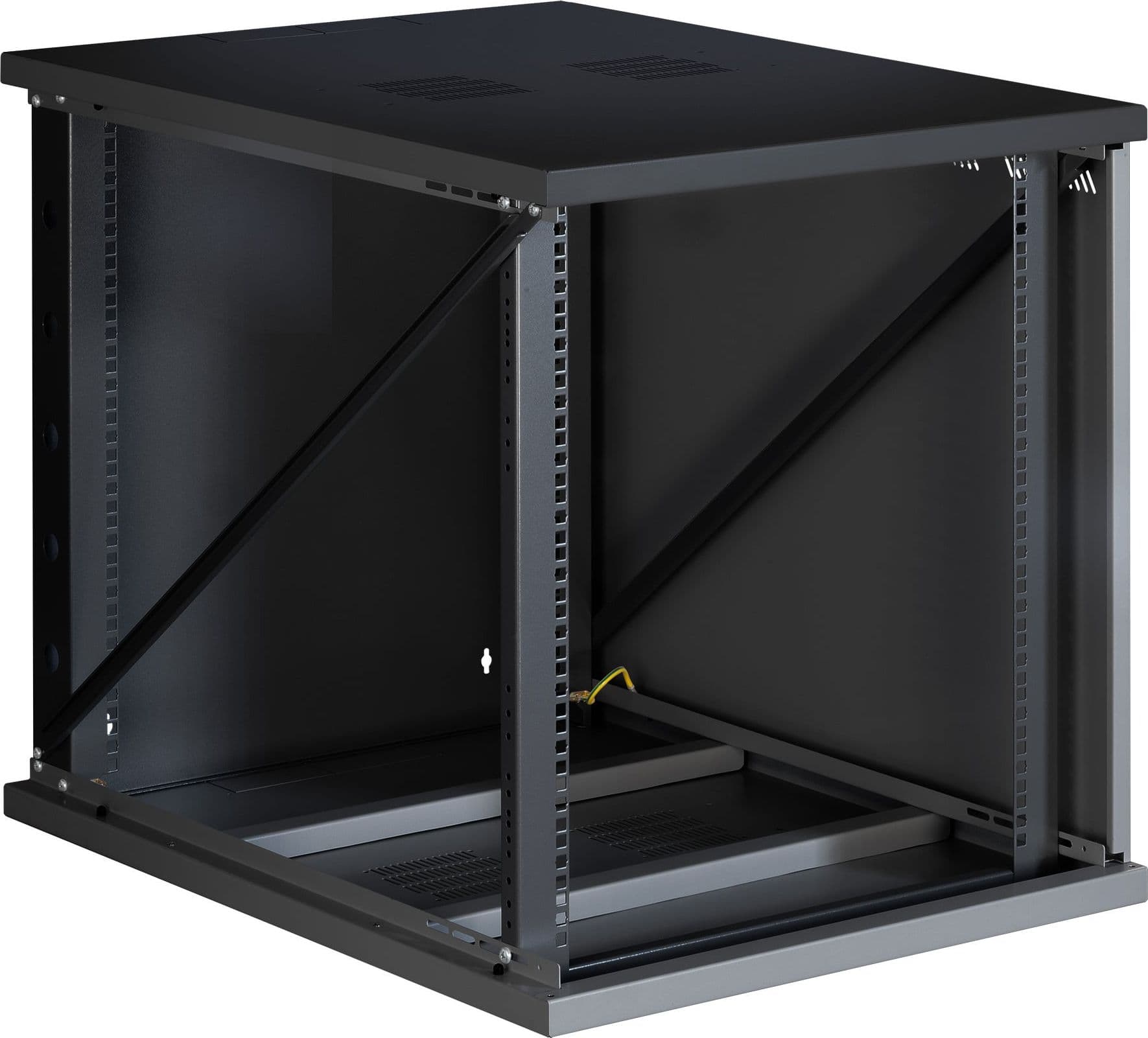 Armadio Rack 19'' a Muro 13U P 800mm L 600mm Porta Vetro Nero - 12