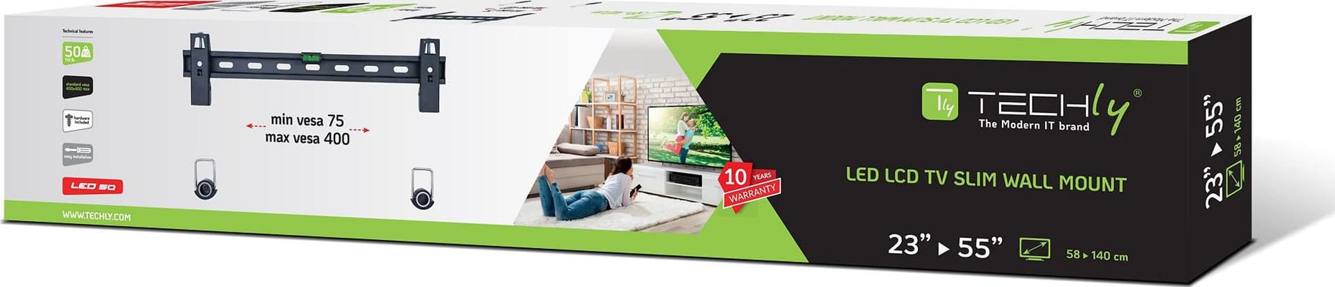 Staffa Muro Fissa Slim con Distanziali TV LED LCD 23-55'' Nero - 9