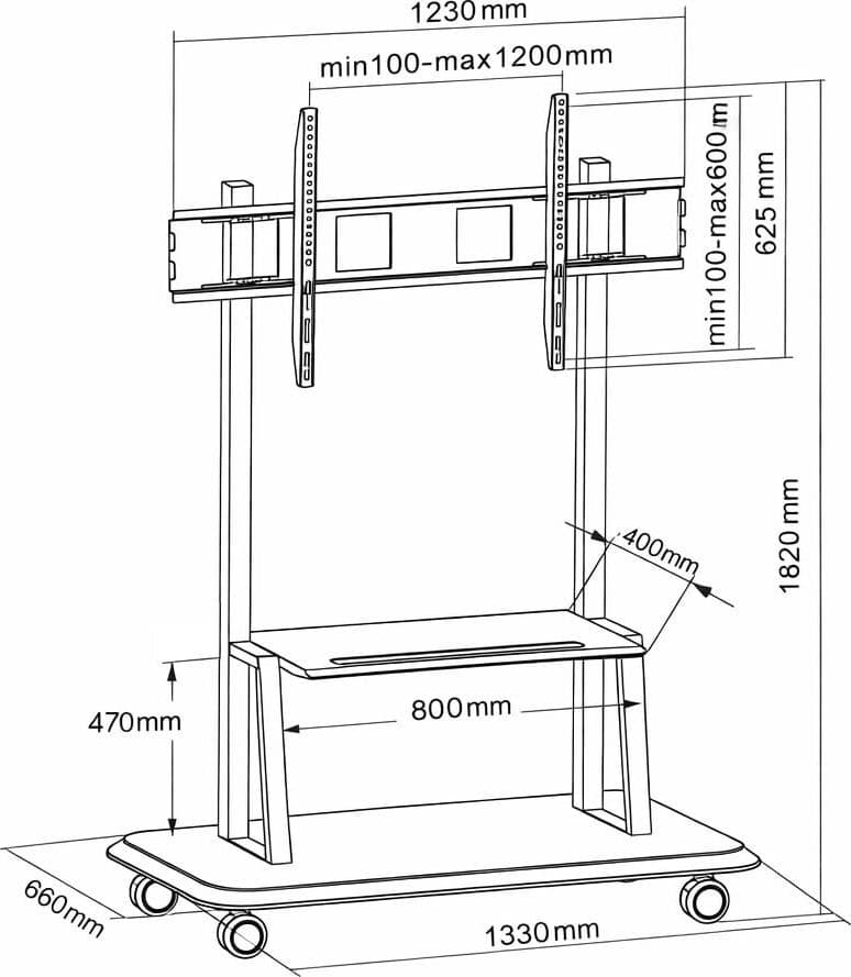 Supporto a Pavimento con Mensola per TV LCD/LED/Plasma 55-120'' - 14