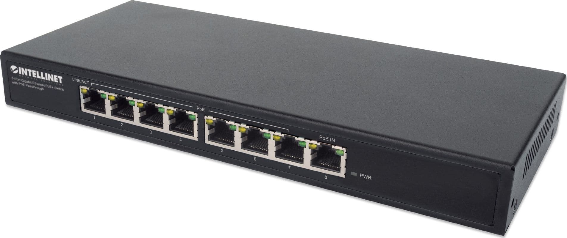 Switch PoE+ Gigabit Ethernet a 8 porte con passthrough PoE - 8
