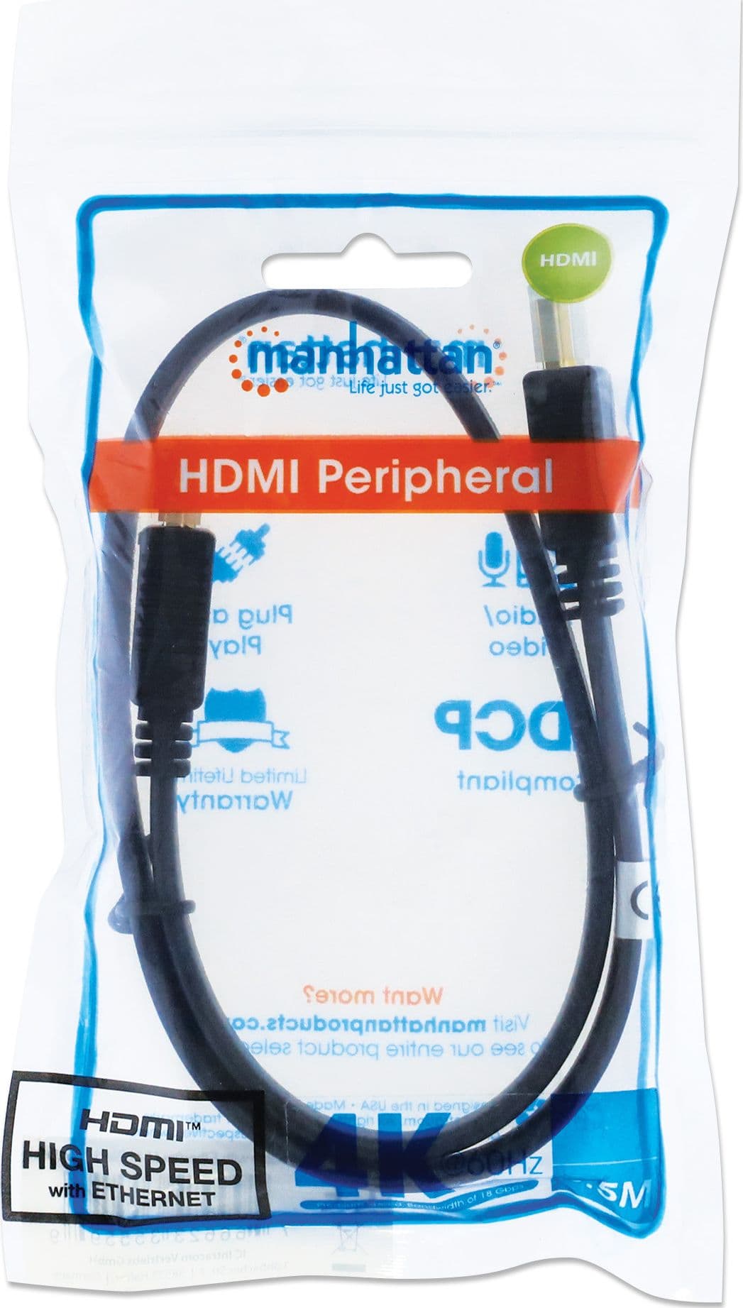 Cavo HDMI High Speed With Ethernet Piatto 1m nero - 5