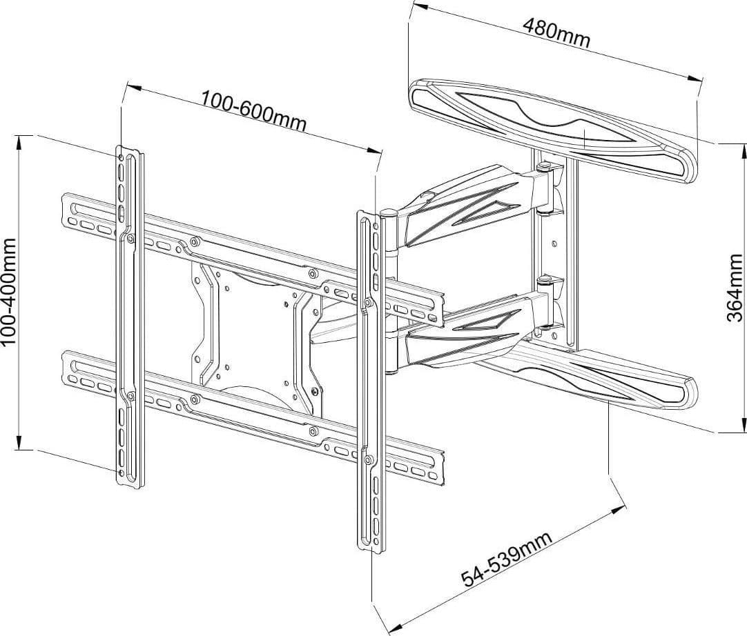 Supporto a Muro Ultra Slim per TV LED LCD 40-65'' Full Motion Nero - 9