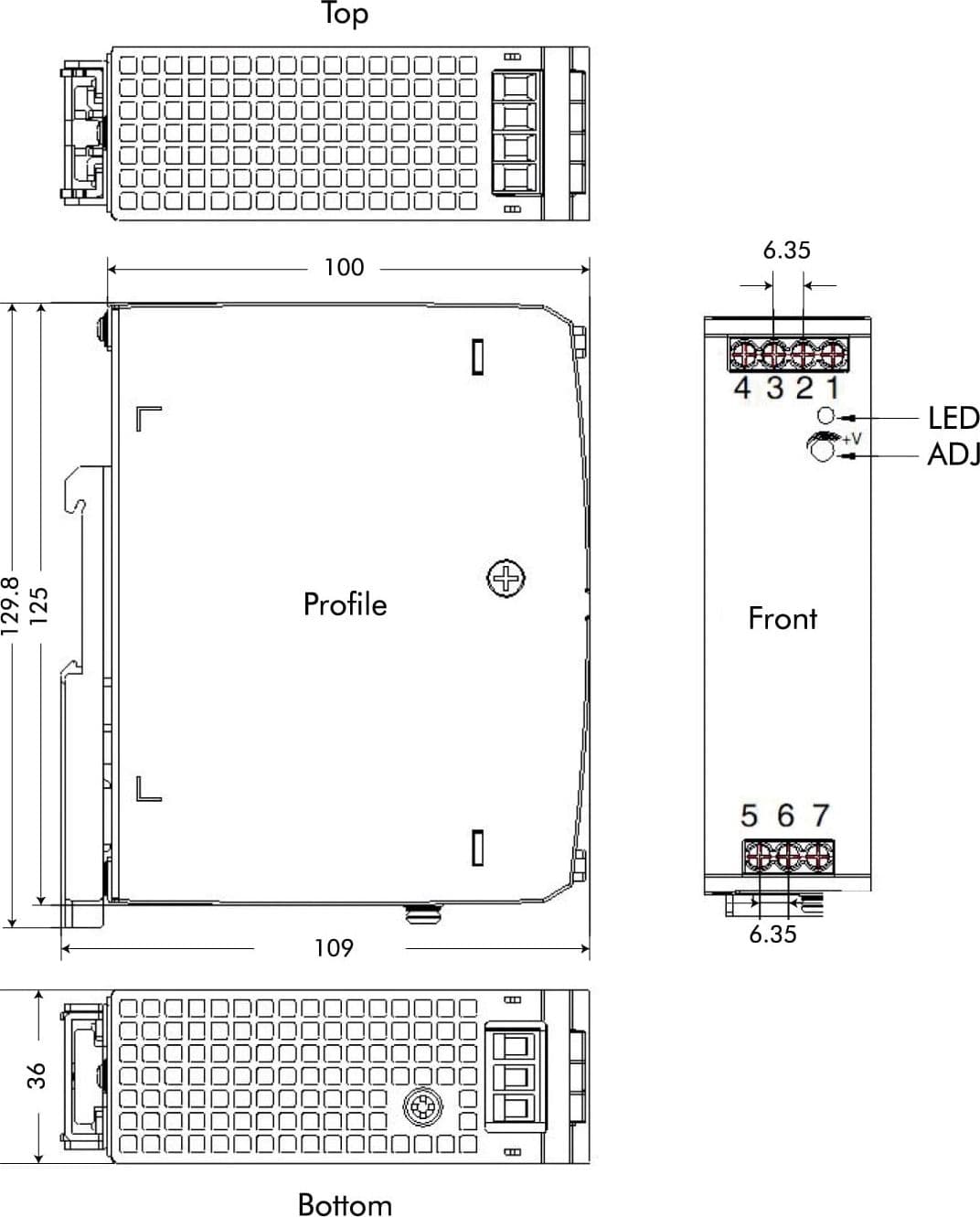 Alimentatore su Guida DIN 48V 2,5A 120W - 11
