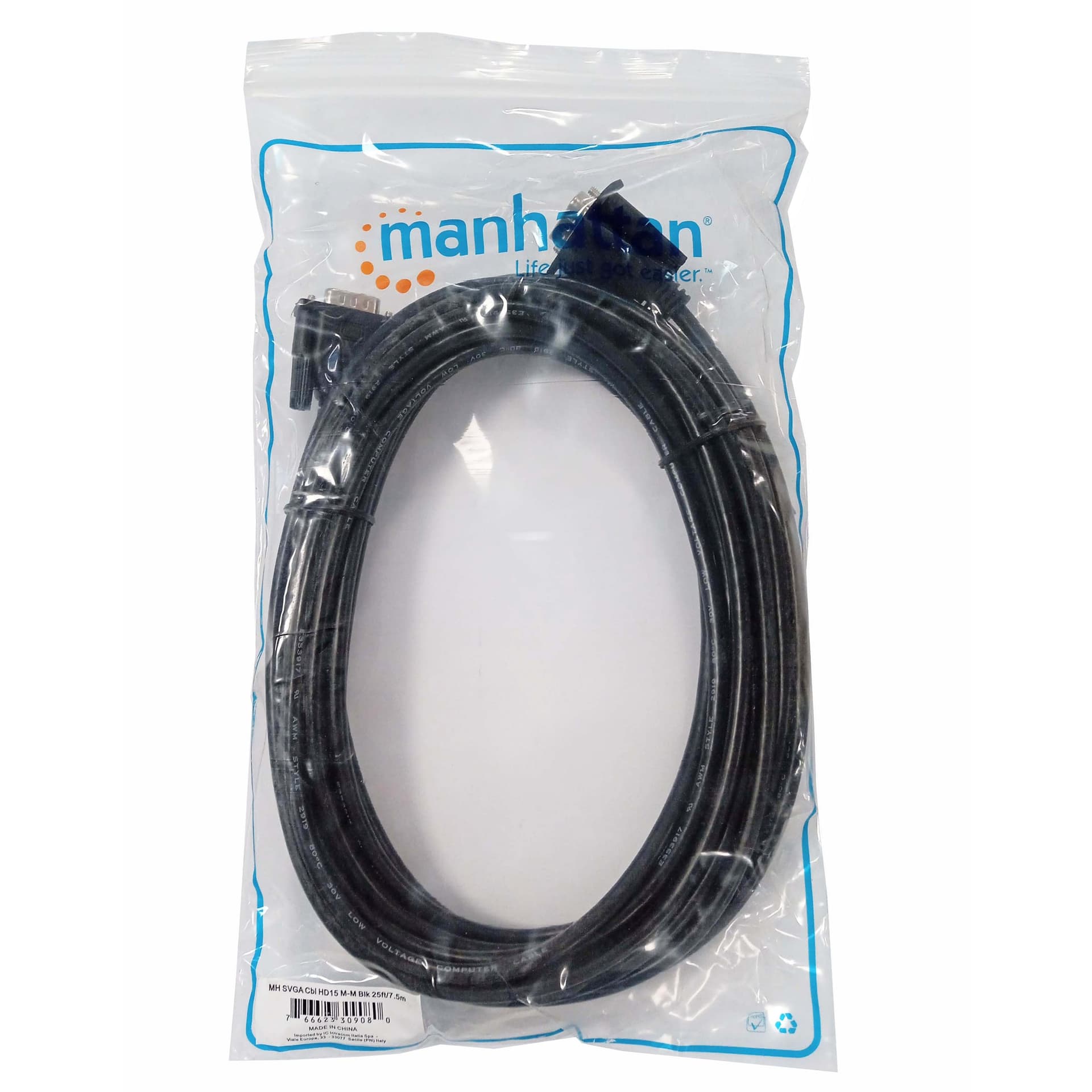 Cavo monitor SVGA standard M/M 7,5 mt NERO - 15