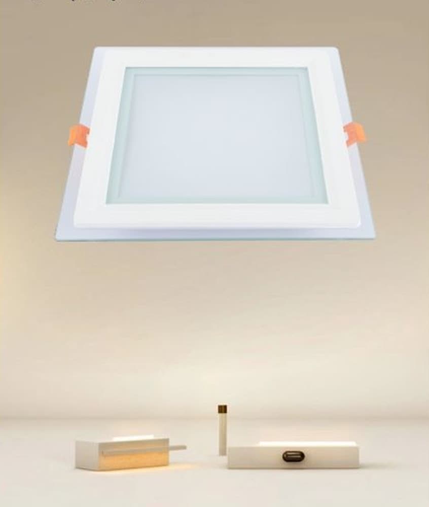 PANNELLO LED INCASSO LUCE 3000K-6500K 18W QUADRATO AM-CS-18 CON BORDO TRAPARENTE 00694 - 3