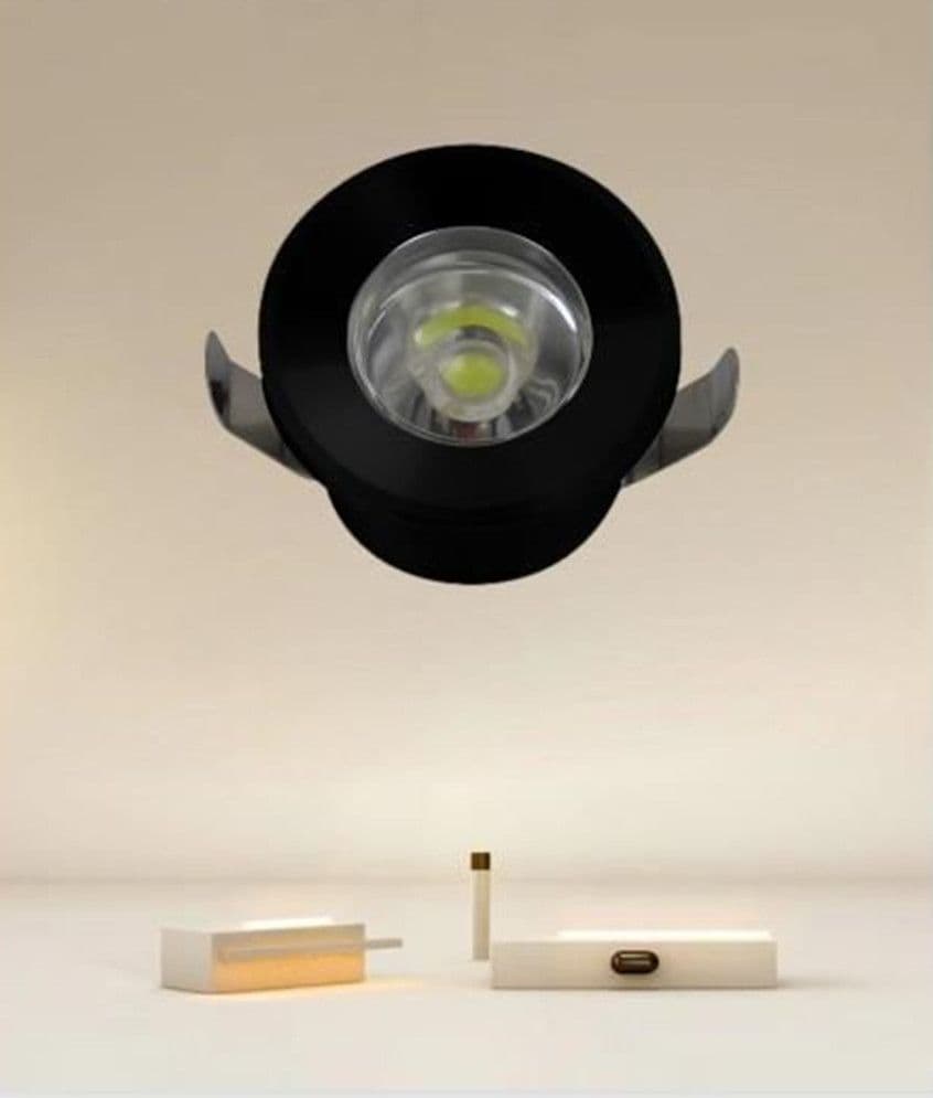 FARETTO 1W LED INCASSO A SOFFITTO IP20 NERO MINI SPOT SEGNAPASSI LUCE FREDDA 00281 - 4