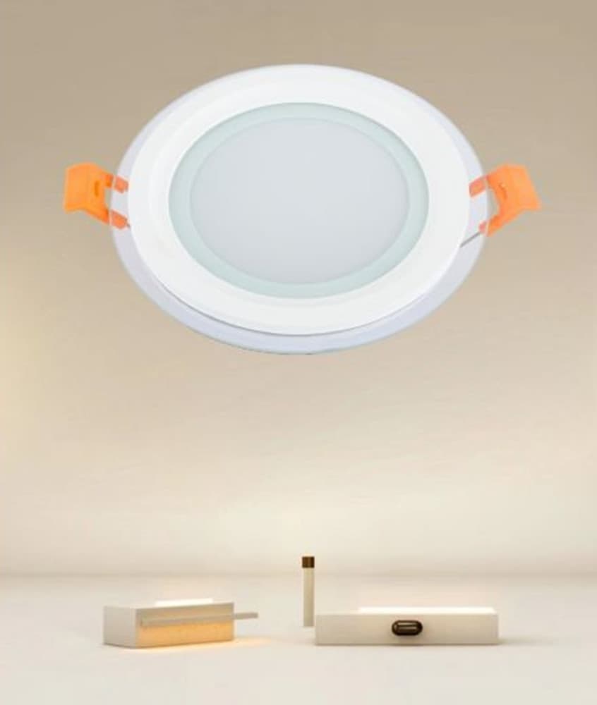 PANNELLO LED DA INCASSO LUCE 3000K-6500K 9W TONDO AM-CR-9 CON BORDO TRAPARENTE 00632 - 3