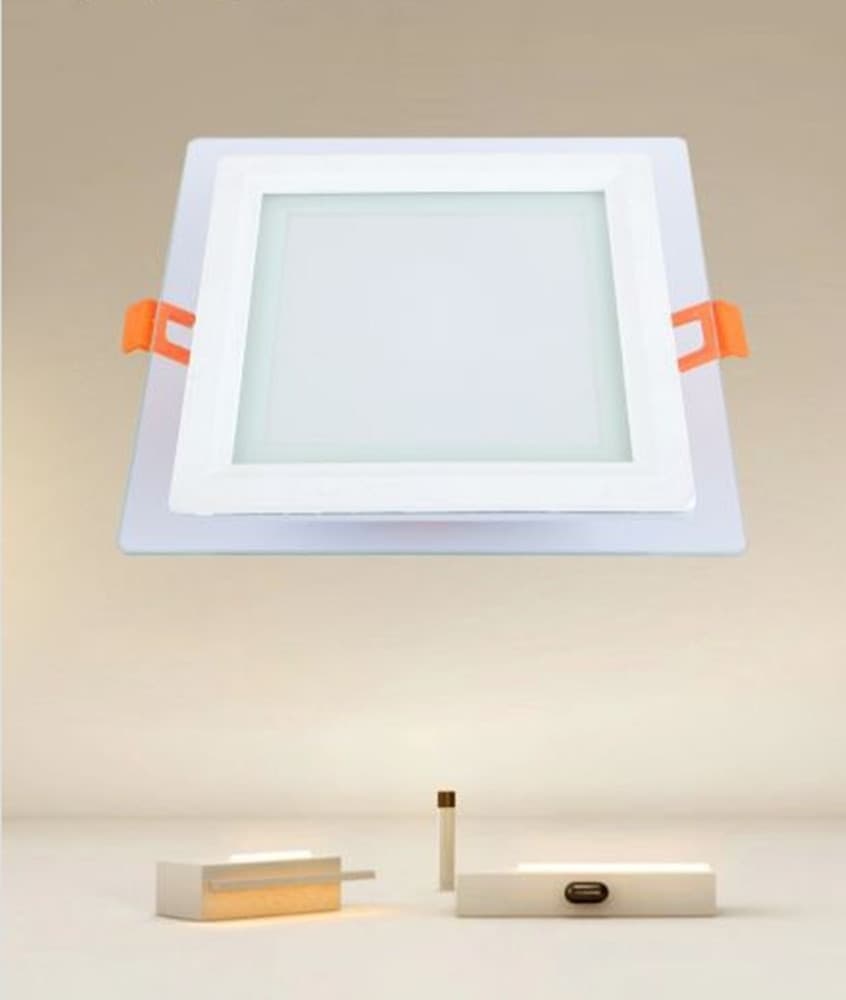 PANNELLO LED INCASSO LUCE 3000K-6500K 12W QUADRATO AM-CS-12 CON BORDO TRAPARENTE 00687 - 5