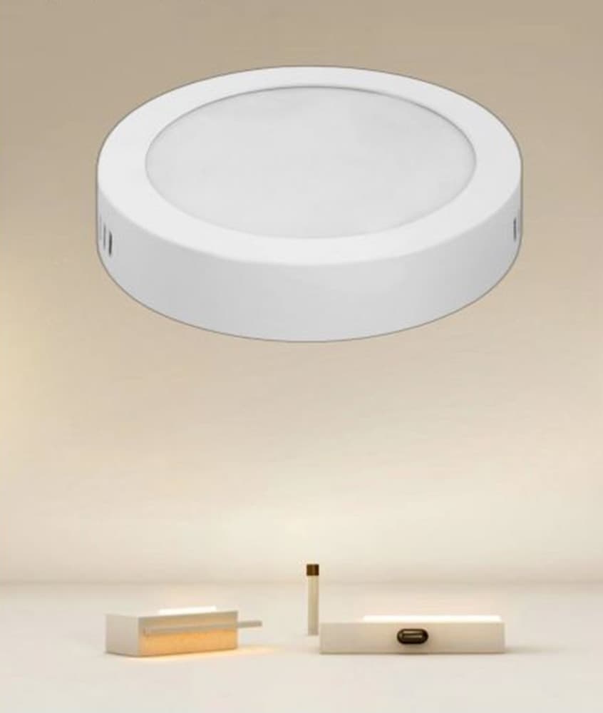 PLAFONIERE LED 12W LUCE 3000K-6500K TONDO SOFFITTO PARETE INTERRUTTORE 1320LM 00137 - 4