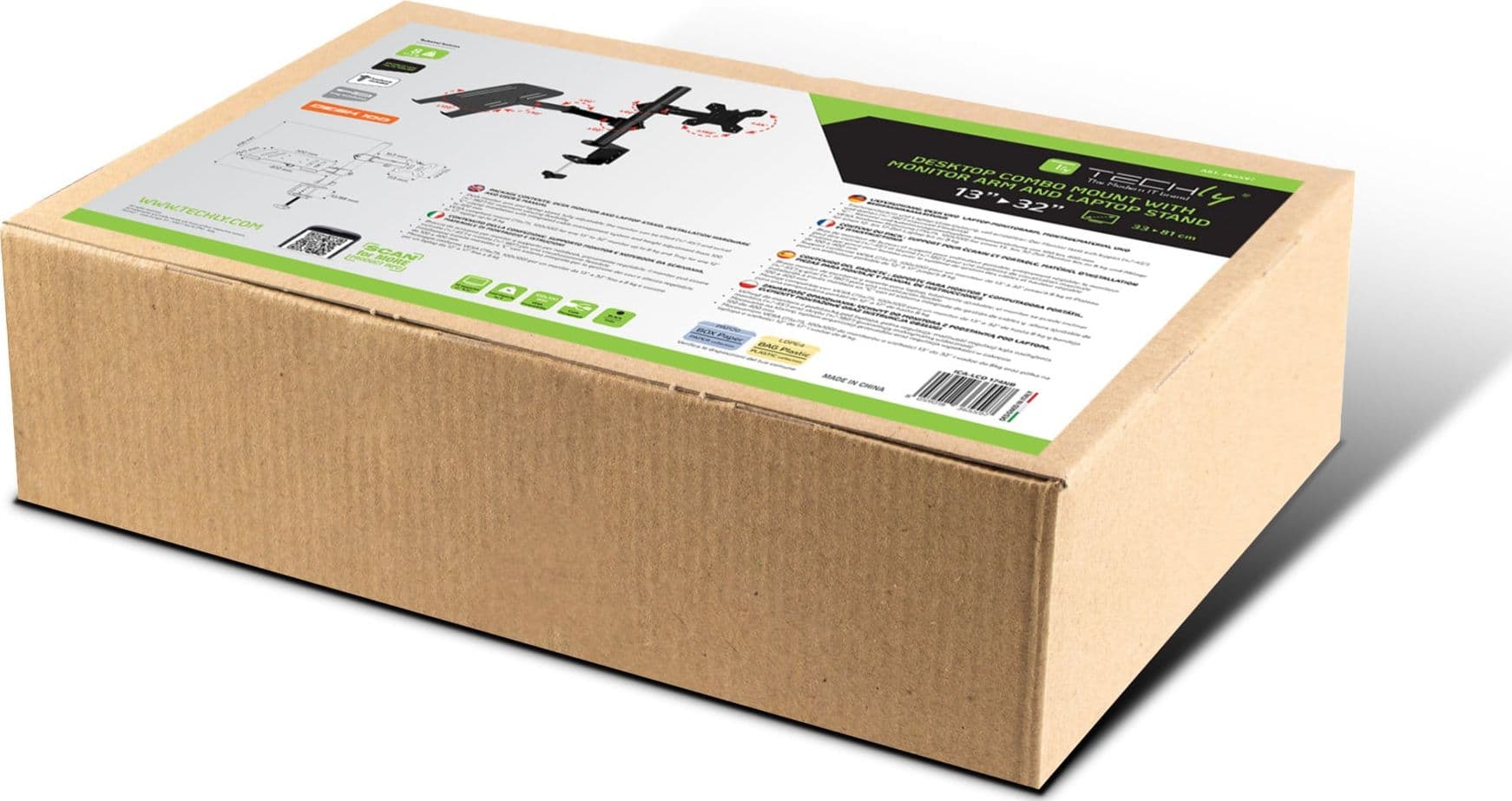 Supporto da Scrivania Braccio per Monitor 13-32'' e Mensola per Laptop - 13