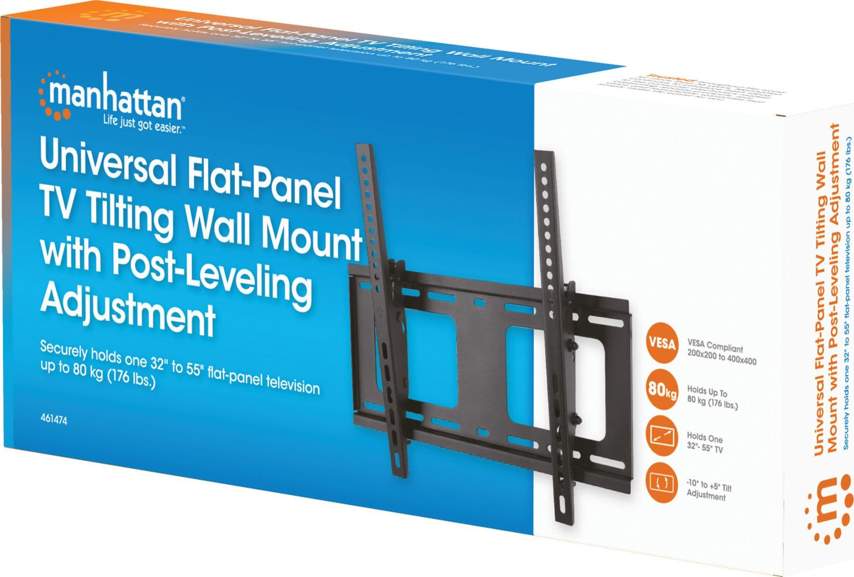 Supporto a Muro Inclinabile con Regolazione Altezza TV LED LCD 32-55'' Nero - 15