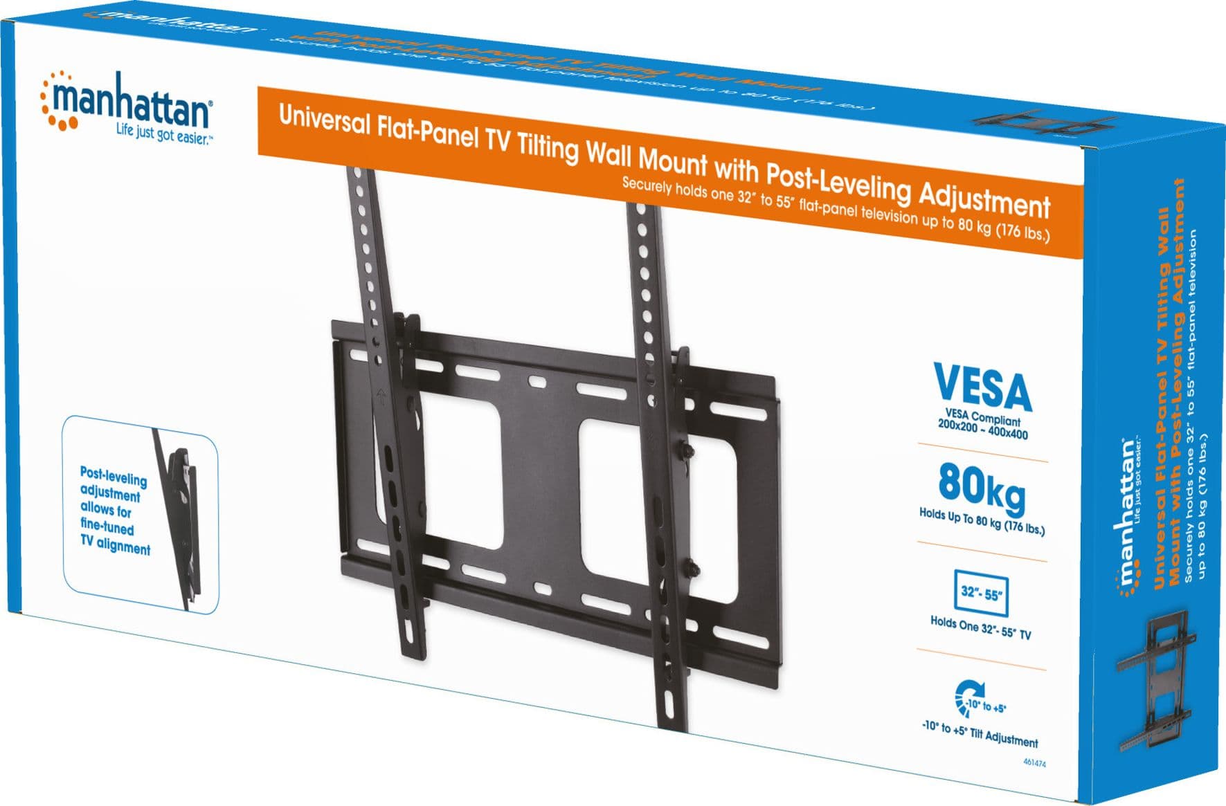 Supporto a Muro Inclinabile con Regolazione Altezza TV LED LCD 32-55'' Nero - 8