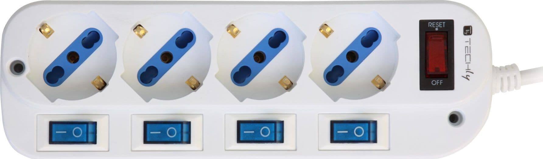 Multipresa 4 Posti Bipasso con Interruttori Indipendenti e Protezione da Sovraccarico - 10