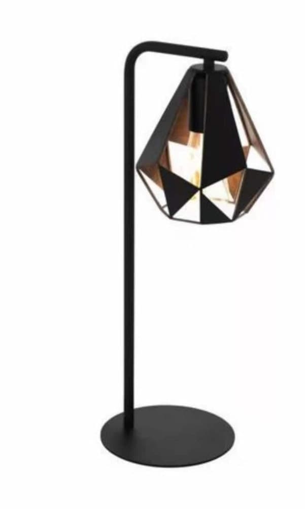 LAMPADA DA TAVOLO NERO CON INTERNO IN RAME ANTICATO SCRIVANIA COMODINO 220X170X505MM - 2