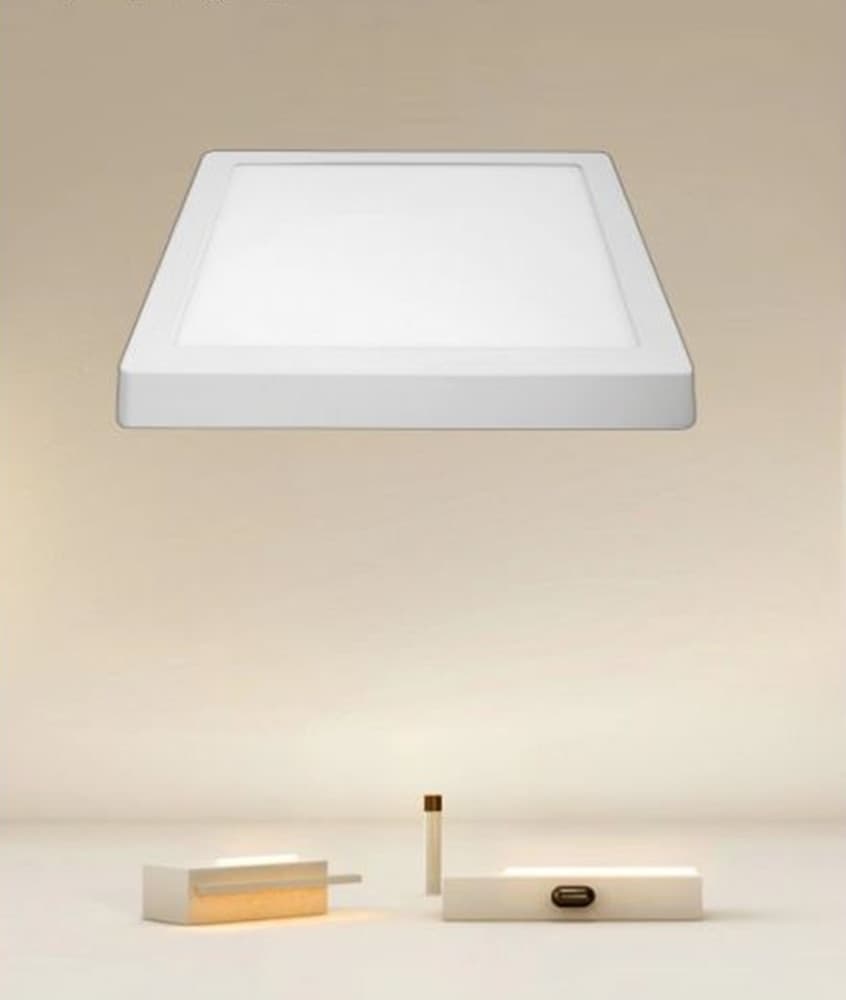 PLAFONIERA LED DA SOFFITTO 24W LUCE 3000K-6500K PARETE QUADRATO CON INTERRUTTORE 00199 - 4