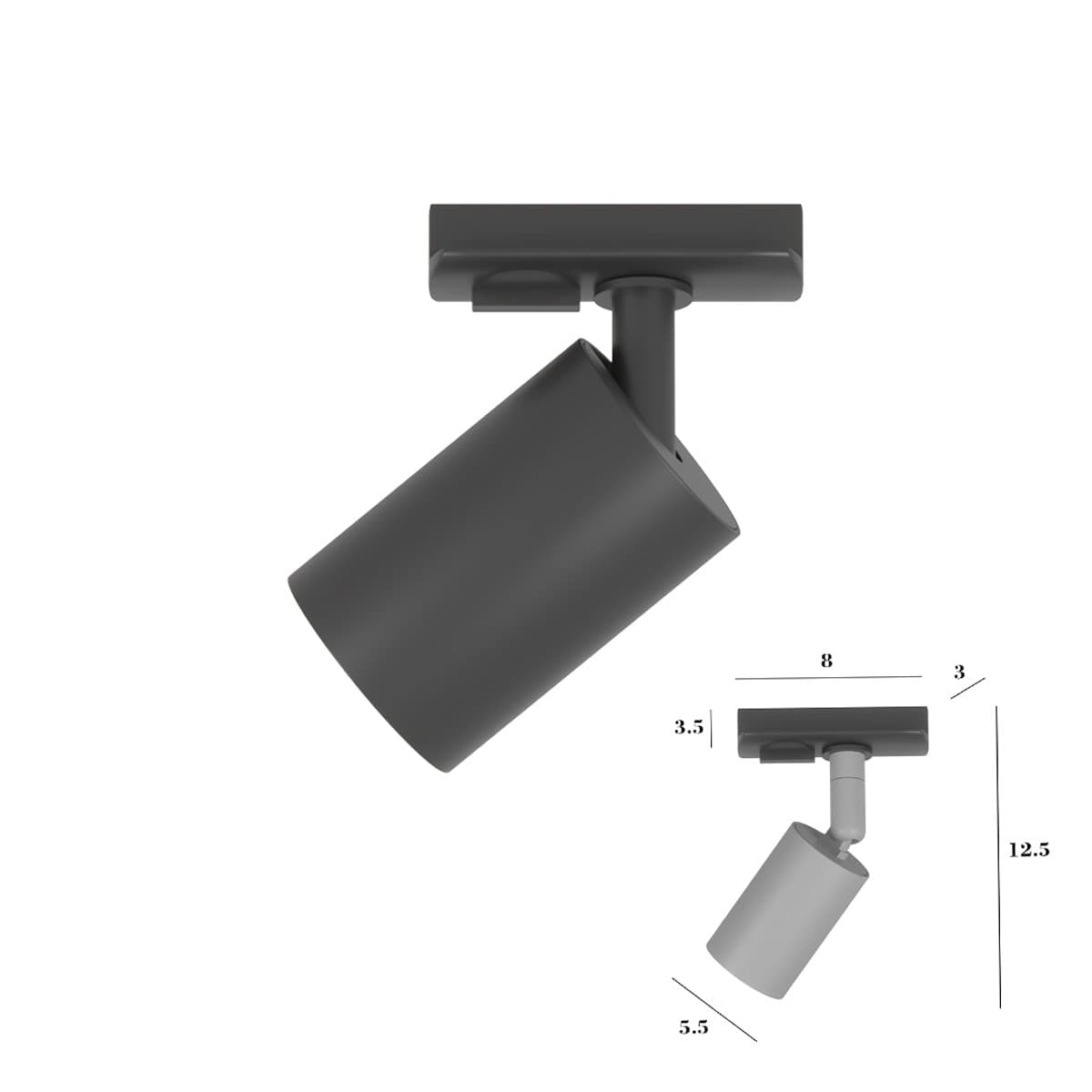 Binario Top Light MONO AMOSKIT 300 NERO E27 LED lampada soffitto faretti spot orientabili moderno - 5