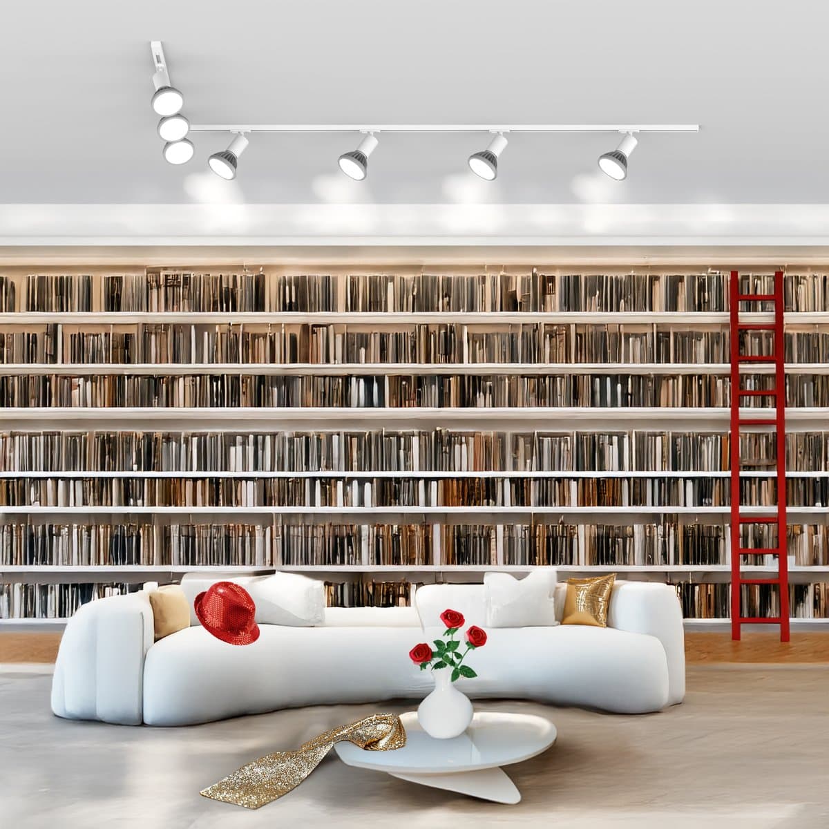 Binario Top Light MONO AMOSKIT 300L BIANCO E27 LED lampada soffitto faretti spot orientabili moderno - 2