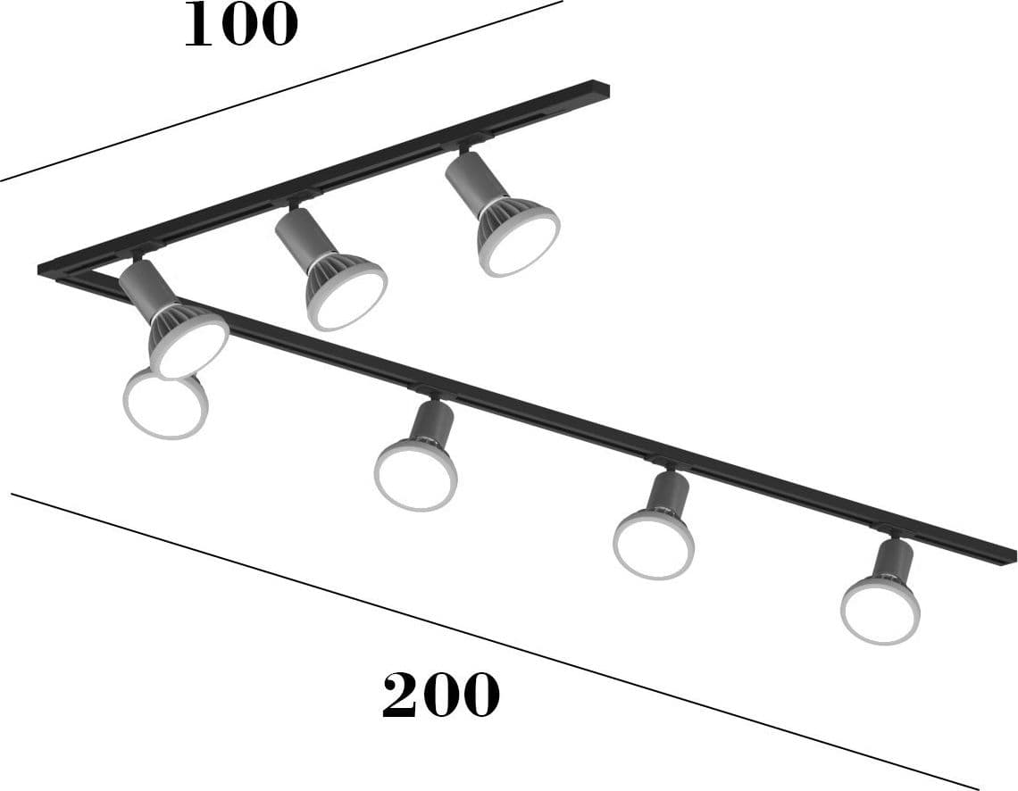 Binario Top Light MONO AMOSKIT 300L BIANCO E27 LED lampada soffitto faretti spot orientabili moderno - 6