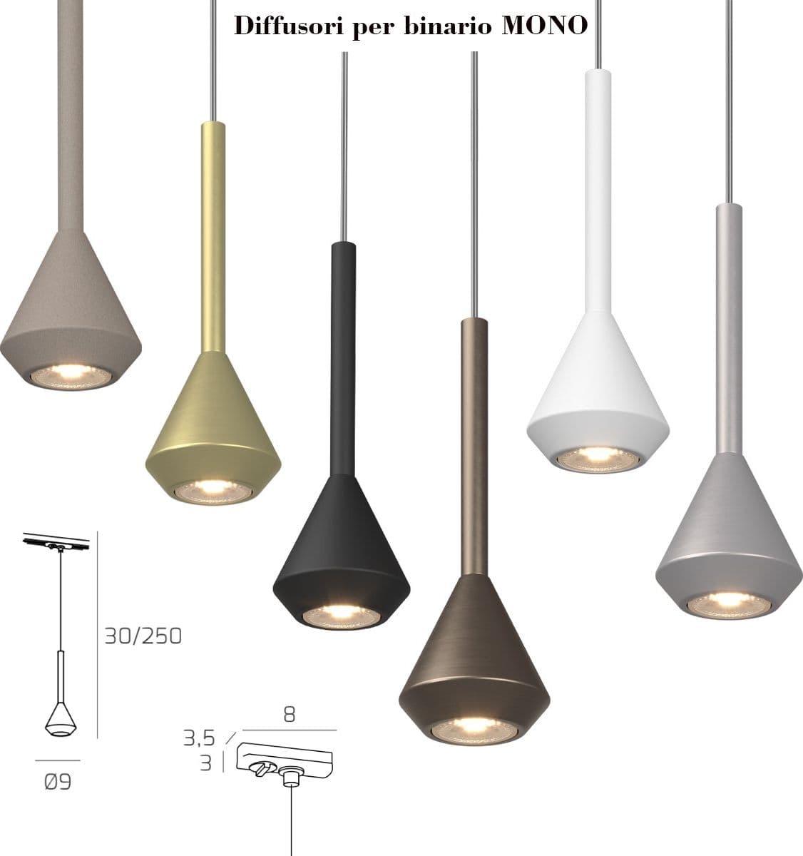 Binario Top Light MONO MIXKIT 100 N OR GU10 LED INTEGRATO 4000K lampada soffitto faretti orientabili classico moderno - 10