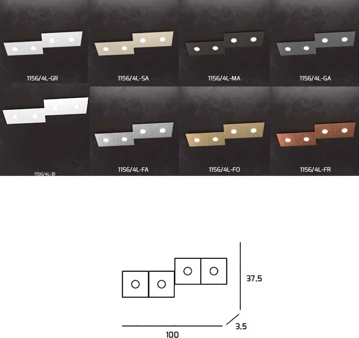 Plafoniera moderna Top Light ECCENTRIC 1156 4L GX53 LED metallo lampada parete soffitto - 75