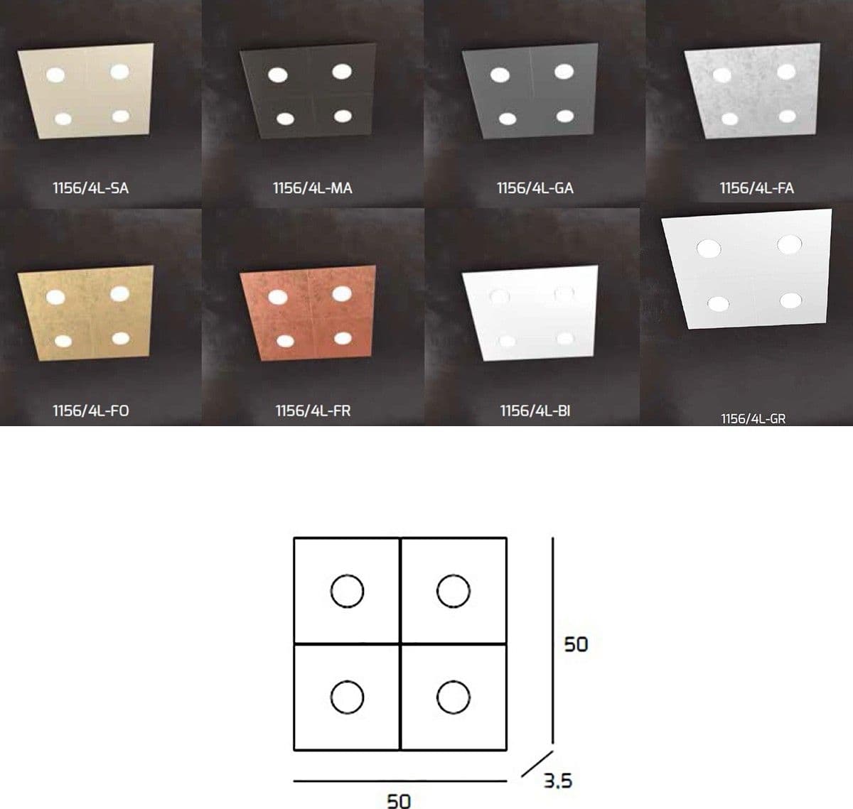 Plafoniera moderna Top Light ECCENTRIC 1156 4L GX53 LED metallo lampada parete soffitto - 76