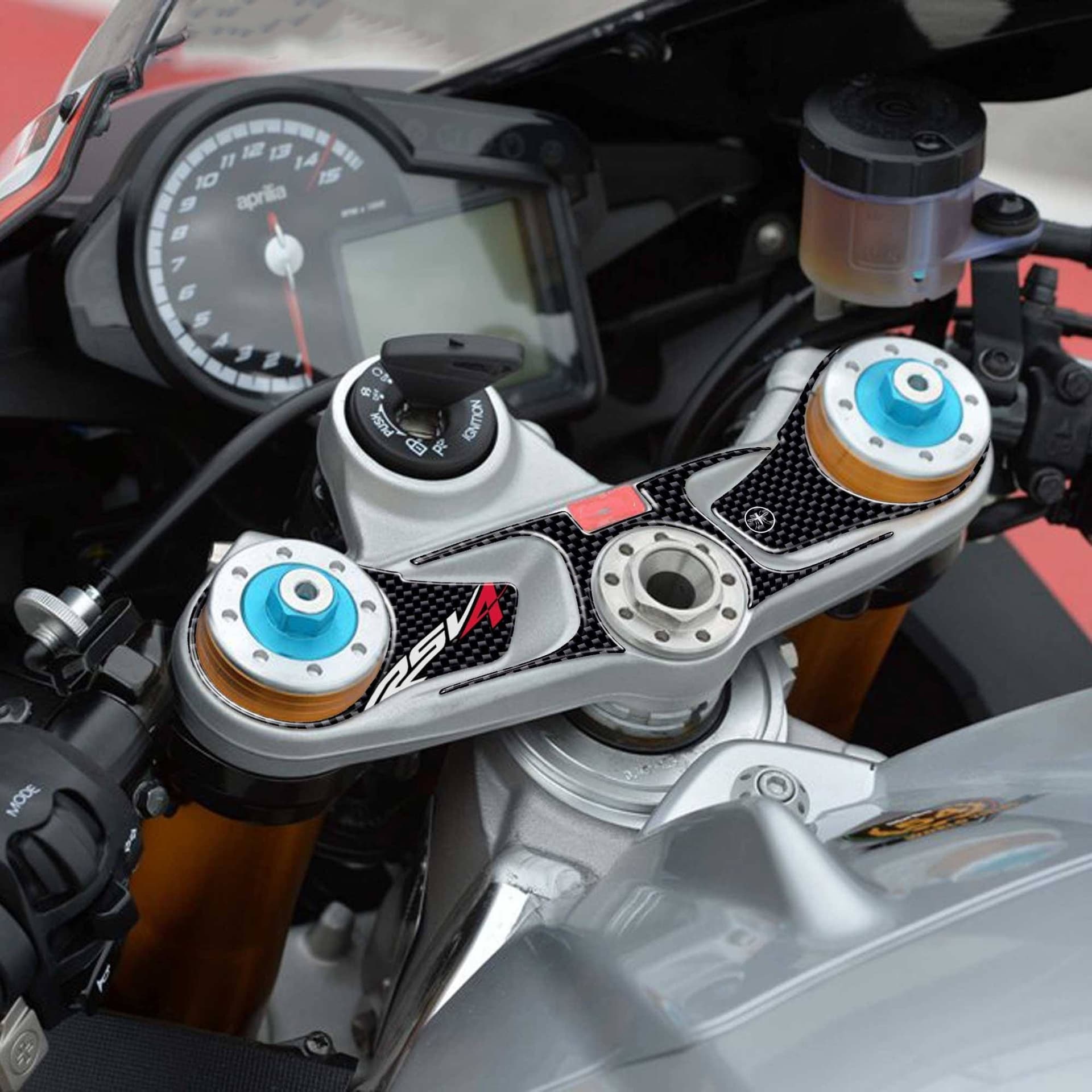 Adesivo 3D Protezione Piastra Forcella Sterzo compatibile con Aprilia Rsv4 - 3