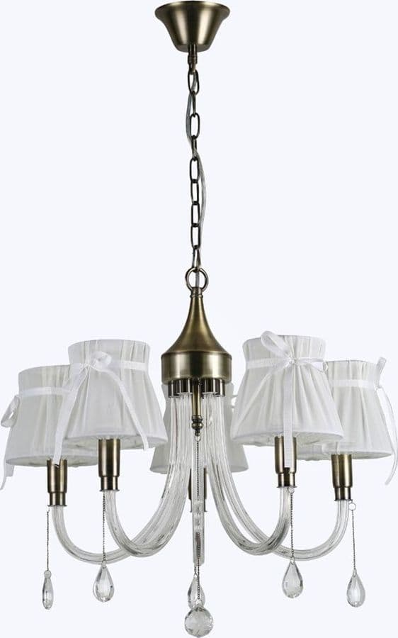 LAMPADARIO CLASSICO BRONZO BIANCO A 5 BRACCI LAMPADA DA SOFFITTO A SOSPENSIONE 92396 - 2