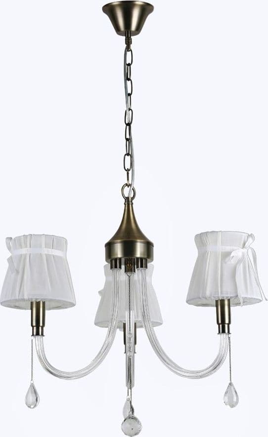 LAMPADARIO CLASSICO BRONZO BIANCO A 3 BRACCI LAMPADA DA SOFFITTO A SOSPENSIONE 92402 - 3