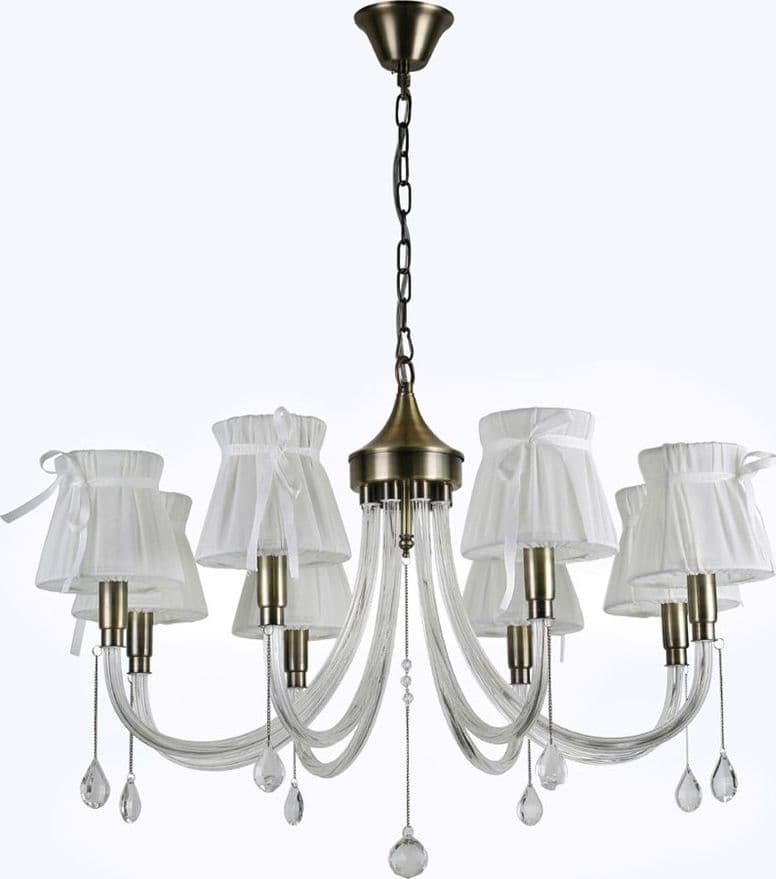 LAMPADARIO CLASSICO BRONZO BIANCO A 8 BRACCI LAMPADA DA SOFFITTO A SOSPENSIONE 92389 - 2