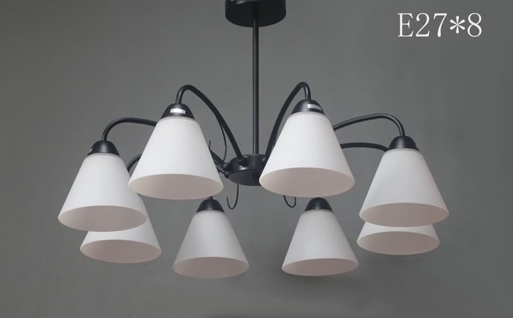 LAMPADARIO MODERNO A 8 BRACCI COPPE IN VETRO LAMPADA A SOSPENSIONE LUCI E27 00859 - 2