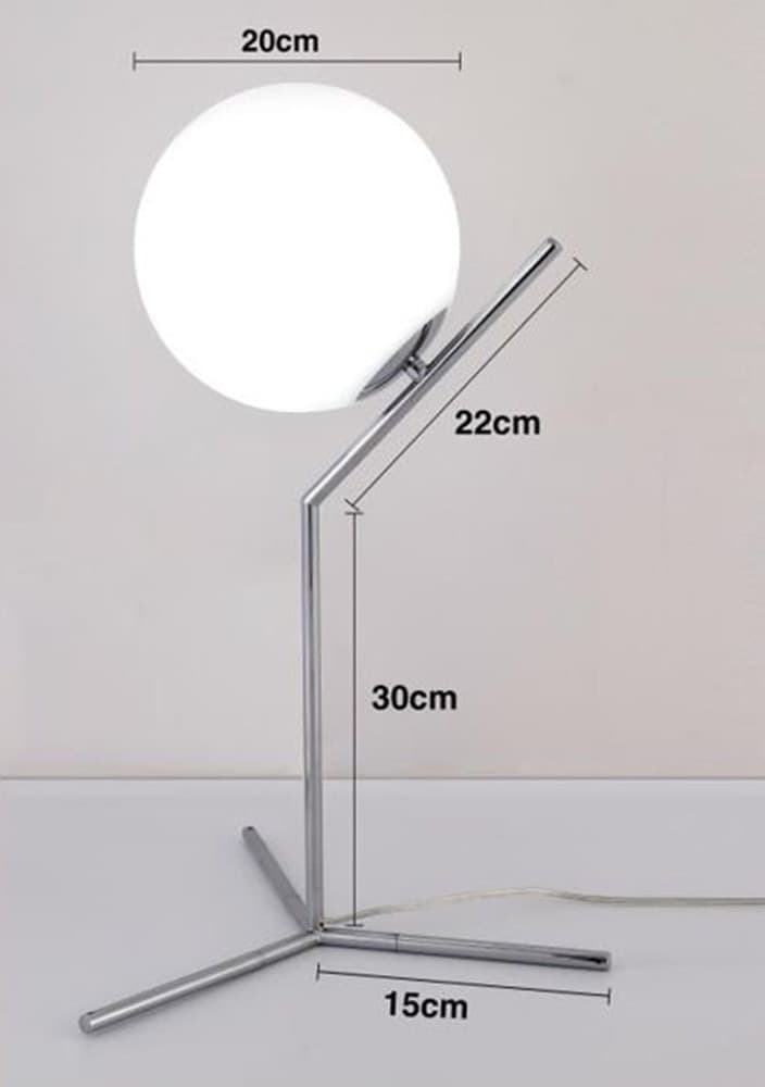 LAMPADA SCRIVANIA RAMO CON SFERA E27 ARGENTO LUCIDO LUCE TAVOLO MINIMAL LED 10236 - 10