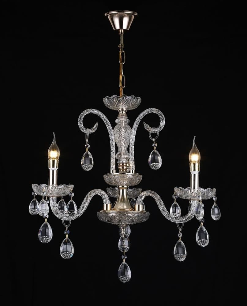 LAMPADARIO A 3 BRACCI CLASSICO A SOSPENSIONE LAMPADA IMPERO BAROCCO CRISTALLI 92471 - 2