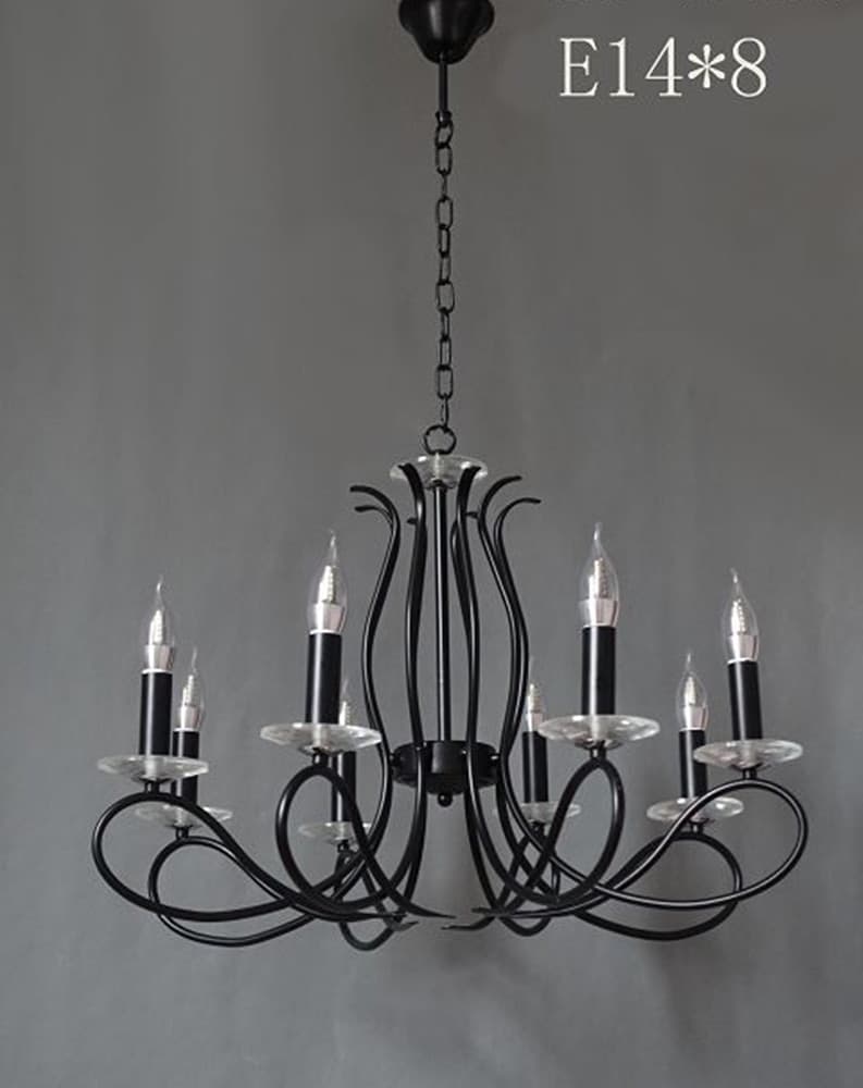 LAMPADARIO CLASSICO 8 BRACCI E14 DA SOFFITTO LAMPADA A SOSPENSIONE NERO ELEGANTE 00514 - 2