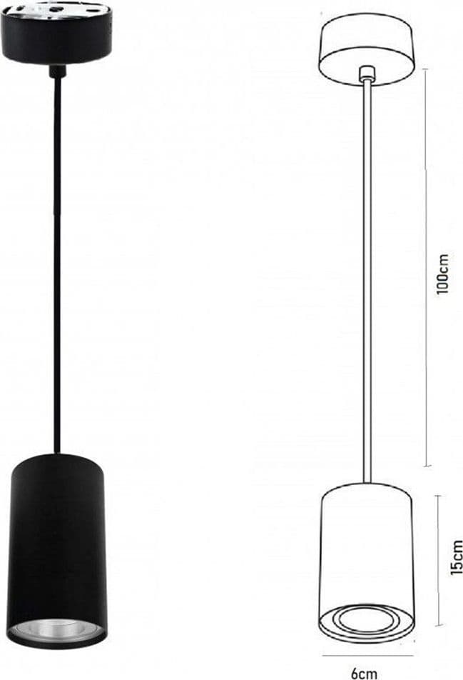 LAMPADARIO FARETTO CILINDRO PENDENTE A SOSPENSIONE ATTACCO GU10 NERO 15 CM 99937 - 3