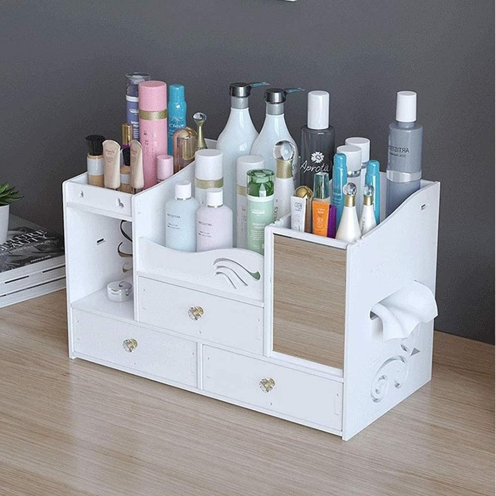 ORGANIZER COMPATTO MULTISTRATO CON SPECCHIO CASSETTI PER TRUCCO ACCESSORI GIOIELLI - 5