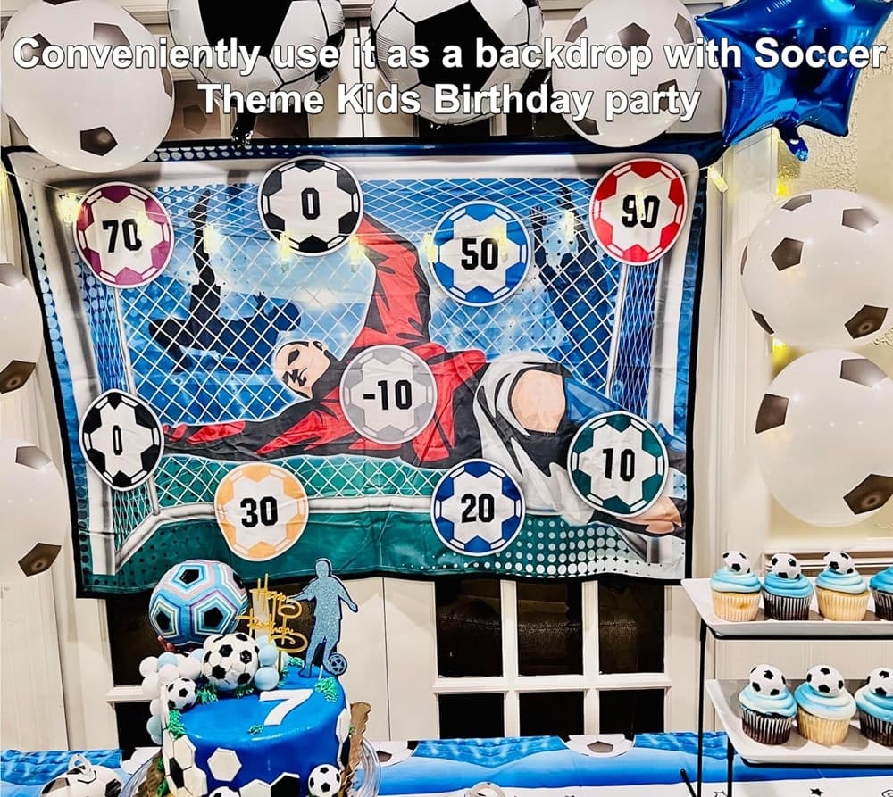 SET GIOCO PER BAMBINI 8PZ PALLONE DA CALCIO PICCHETTI GANCI BERSAGLIO ADESIVO 60"X40" - 8