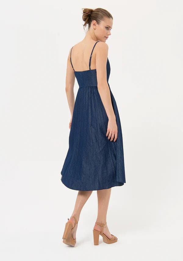 Fracomina Abito donna mini dress plisse' bluedenim
